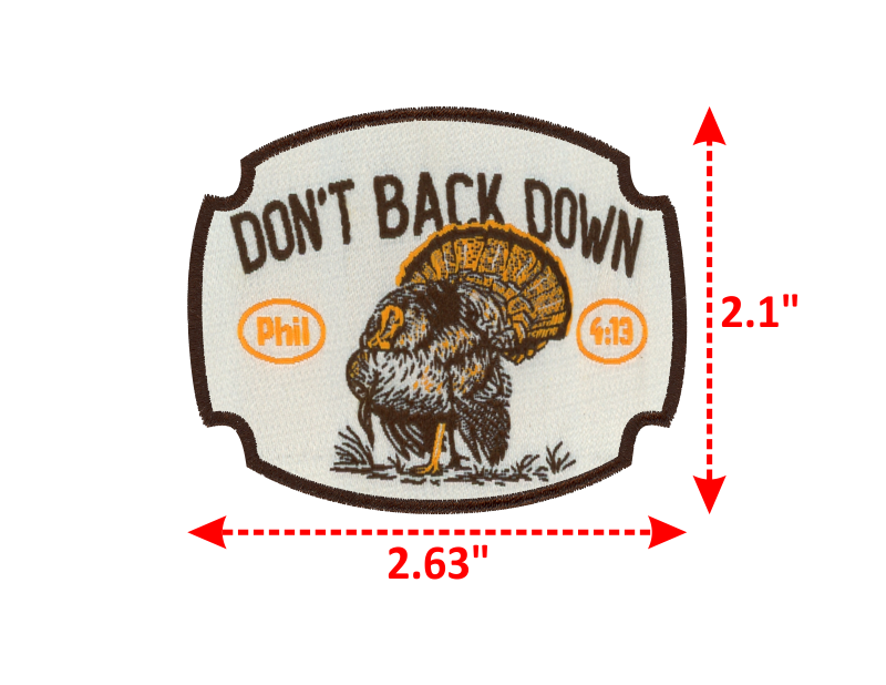 Turkey Osceola Hunting Branding with Full front image of turkey Dont Back Down Hunting Turkey